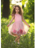 Satin Tulle Flower Girl Dress With Handmade Flowers Satin Tulle Flower Girl Dress With Handmade Flowers